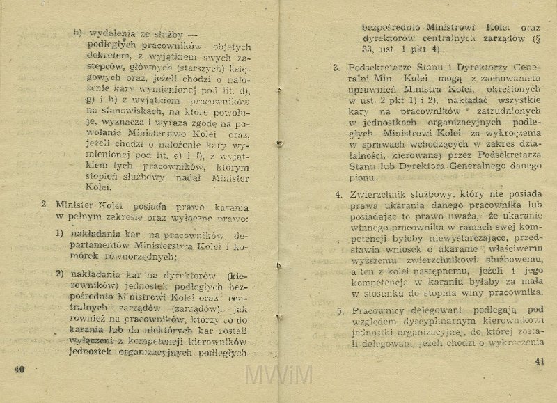 KKE 5517-22.jpg - Dok. „Zarządzenie Ministra Kolei” Nr. 198 z dnia 21 VI 1954 r. o wyróżnianiu pracowników i Regulamin obowiązków pracowników Kolejowych oraz zasad i trybu postępowania dyscyplinarnego, Kraków, 1954 r.